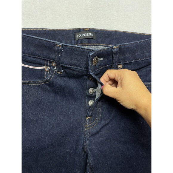 Express Selvedge Denim Men's W28 L30 Buttonfly Slim Fit Dark Blue Jeans - Picture 5 of 16